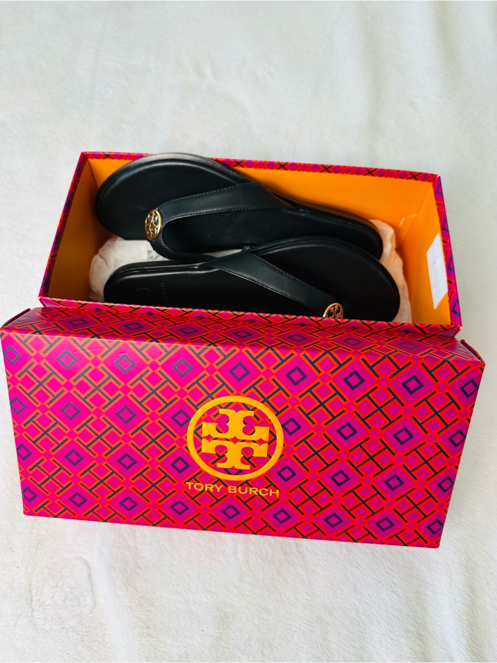 Tory Burch Benton Thong Sandals Calf Leather Size 6 - Picture 6 of 7